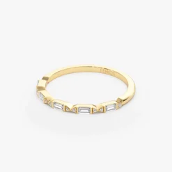 14k Stackable Dainty Baguette Diamond Ring