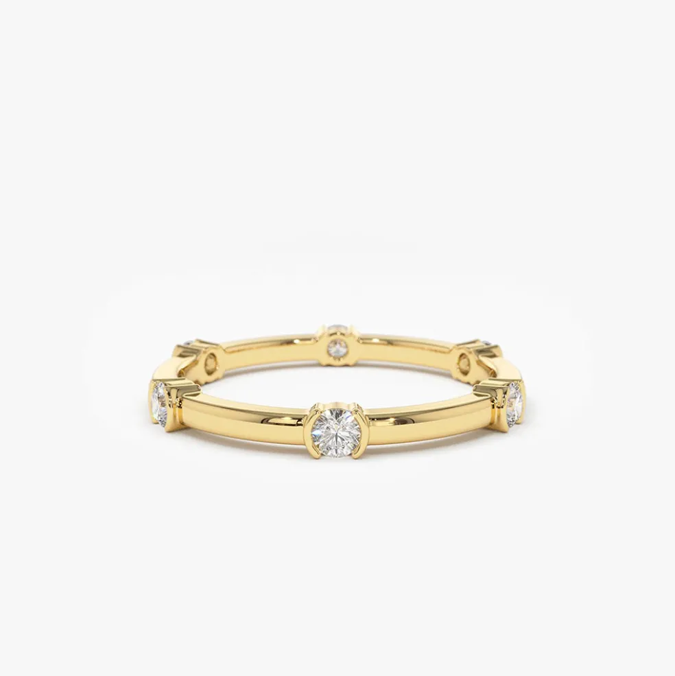 14k Stackable Half Bezel Diamond Eternity Ring