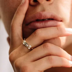14k Stackable Half Bezel Diamond Eternity Ring
