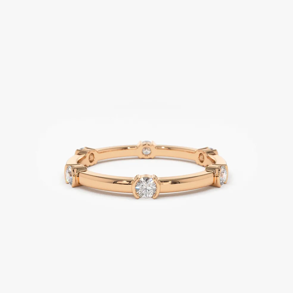 14k Stackable Half Bezel Diamond Eternity Ring