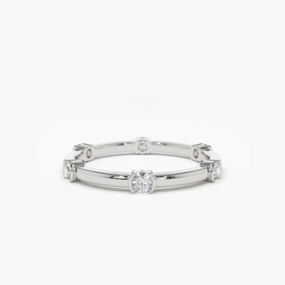 14k Stackable Half Bezel Diamond Eternity Ring