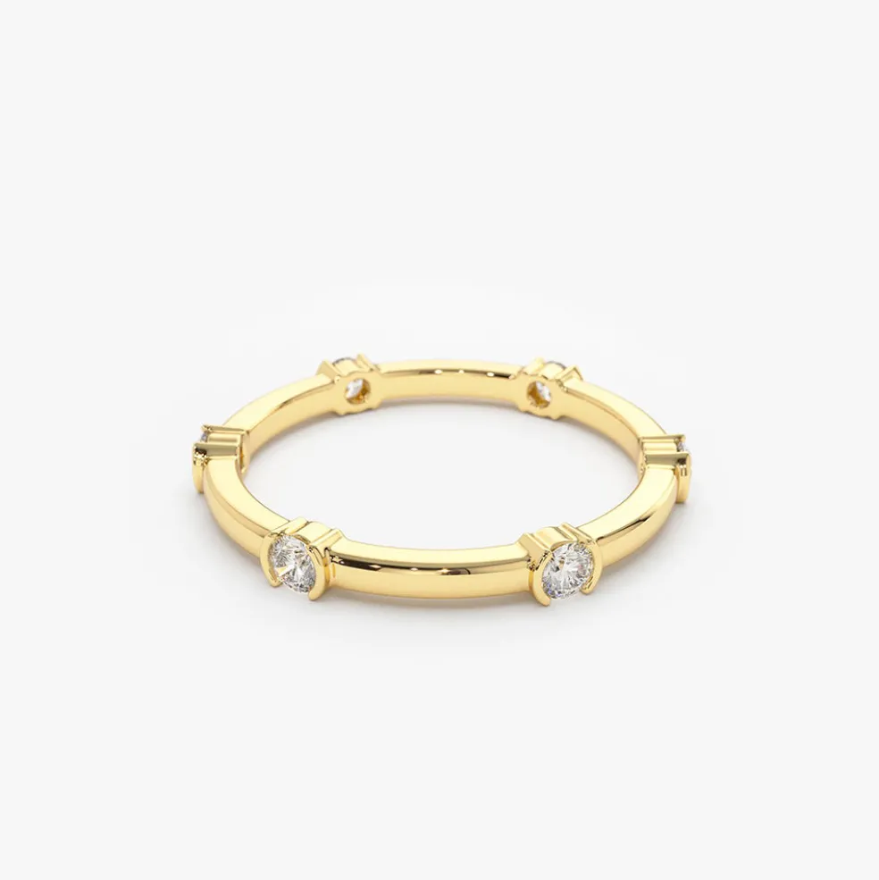 14k Stackable Half Bezel Diamond Eternity Ring