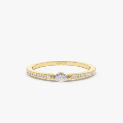 14k Stackable Marquise Pave Diamond Ring