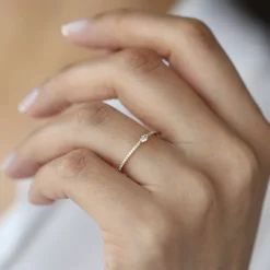 14k Stackable Marquise Pave Diamond Ring