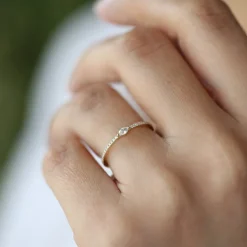 14k Stackable Marquise Pave Diamond Ring