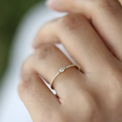 14k Stackable Marquise Pave Diamond Ring
