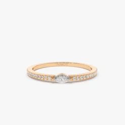 14k Stackable Marquise Pave Diamond Ring