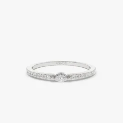 14k Stackable Marquise Pave Diamond Ring