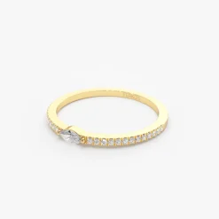 14k Stackable Marquise Pave Diamond Ring