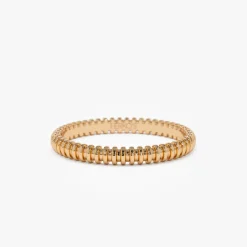 14K Stackable Ribbed Wedding Band