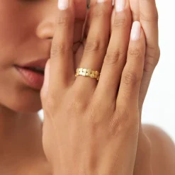 14K Stackable Ribbed Woven Gold Ring