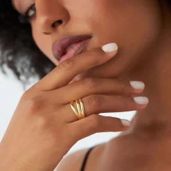 14K Stacked Chunky Curved Ring