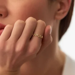 14k Stacked Double Band Diamond Ring