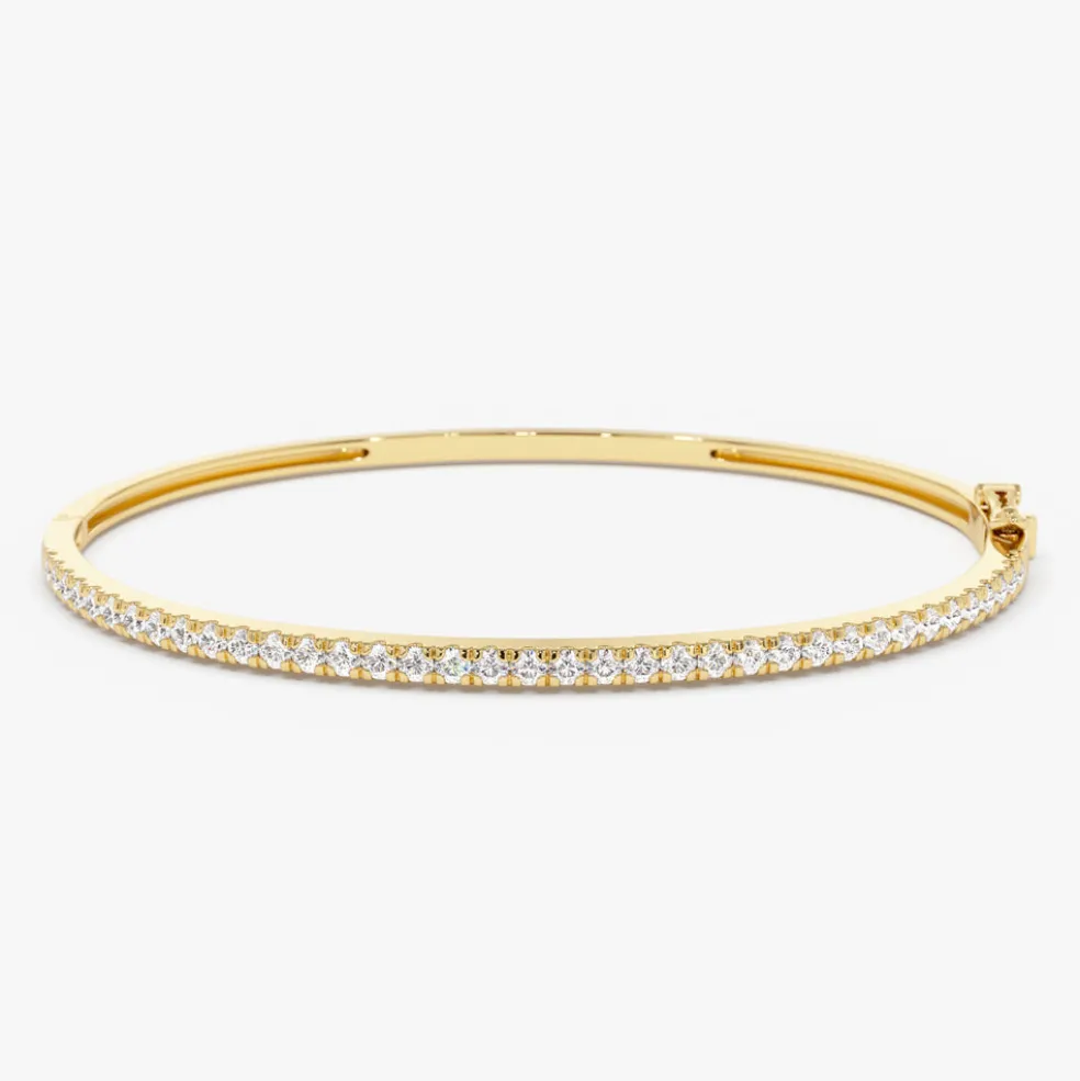 14k Stacking Micro Pave Diamond Bangle 0.90 ctw