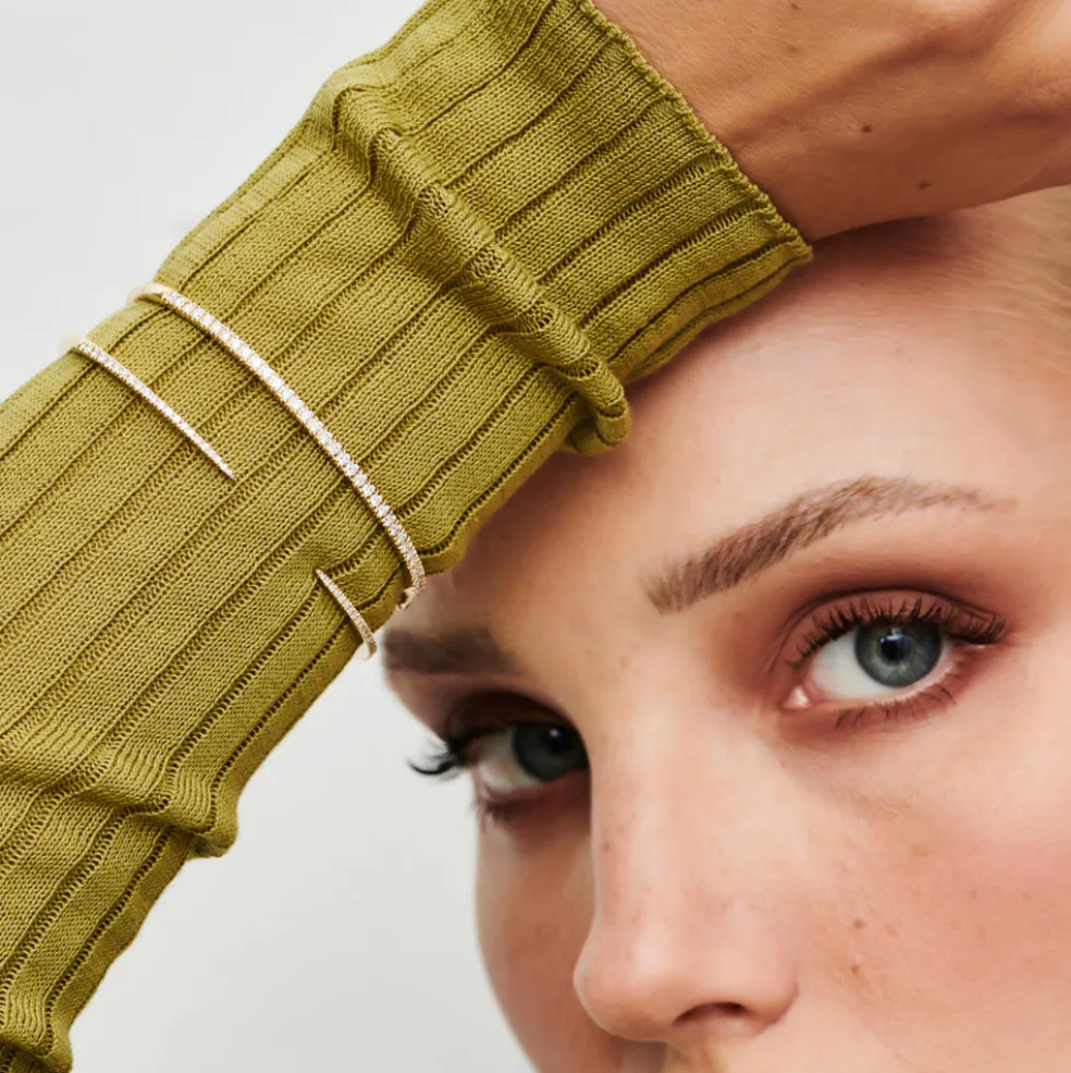 14k Stacking Micro Pave Diamond Bangle 0.90 ctw