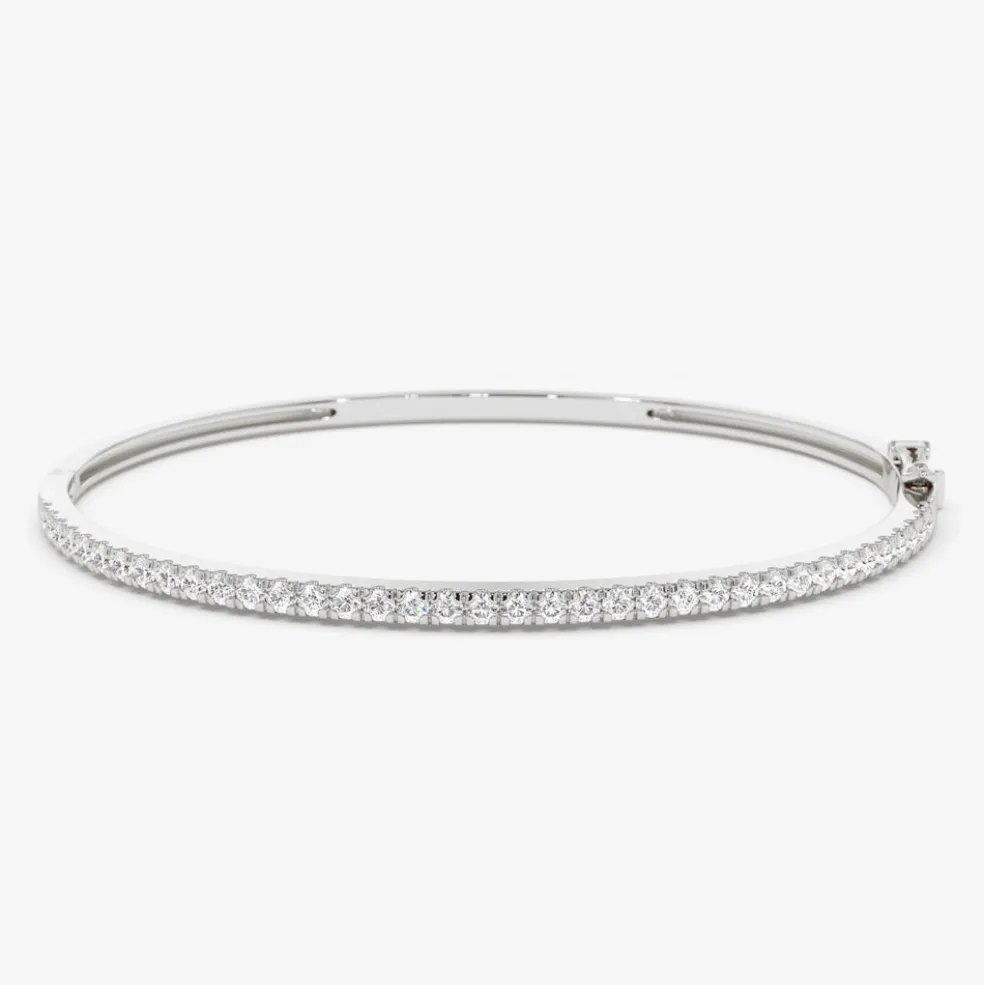 14k Stacking Micro Pave Diamond Bangle 0.90 ctw
