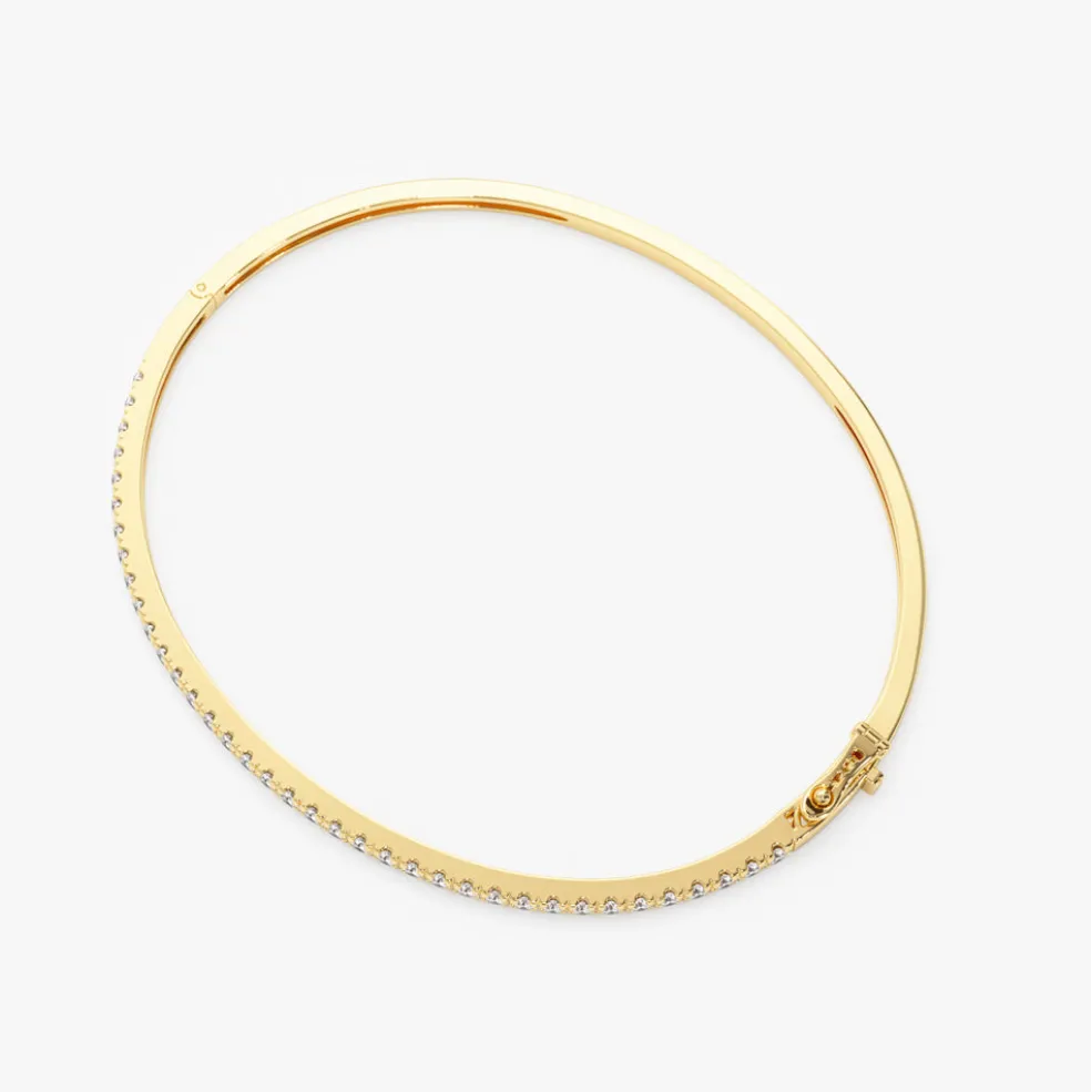 14k Stacking Micro Pave Diamond Bangle 0.90 ctw