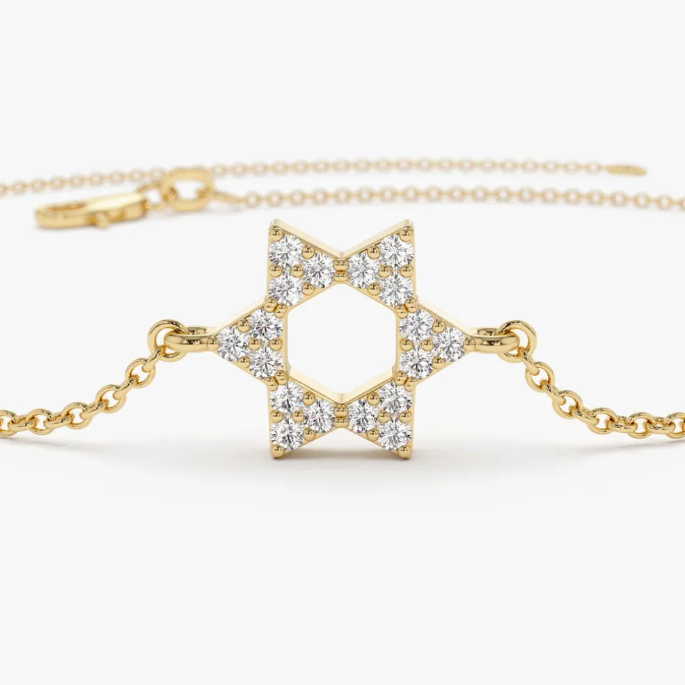 14K Star of David Diamond Bracelet
