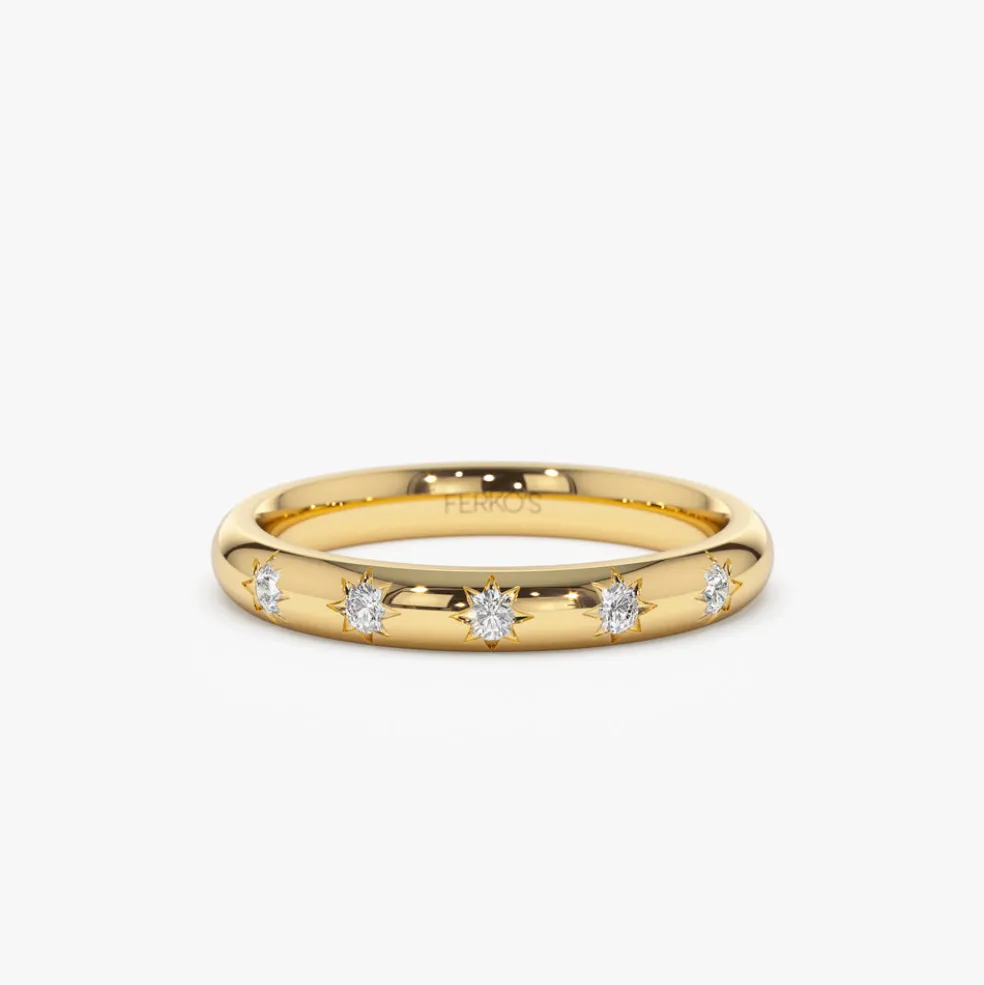 14k Star Setting 5 Stone Diamond Ring