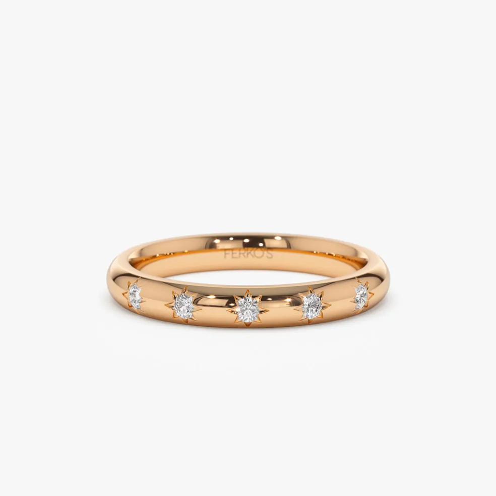 14k Star Setting 5 Stone Diamond Ring