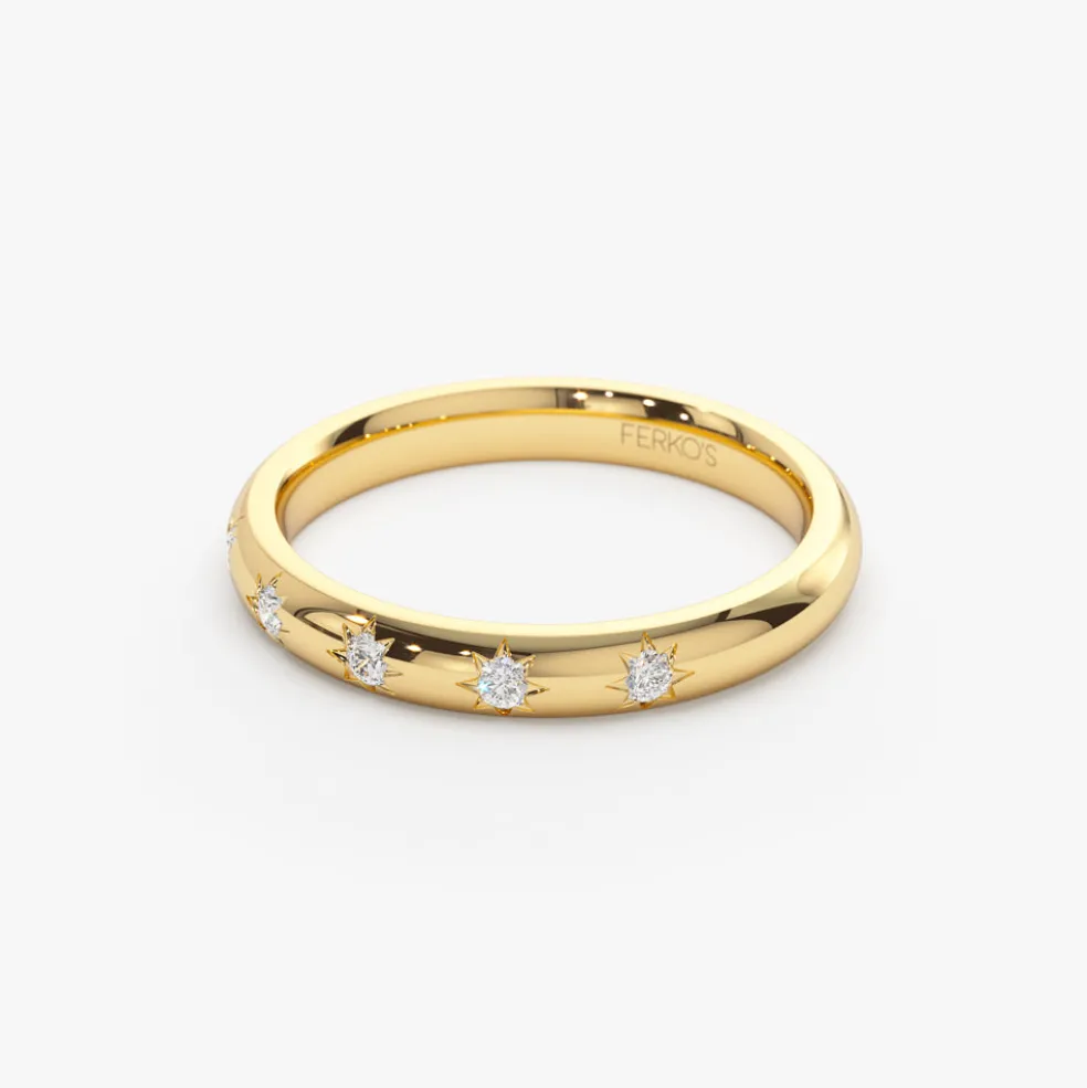 14k Star Setting 5 Stone Diamond Ring