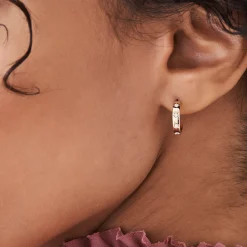 14k Starsetting Minimal Diamond Hoops