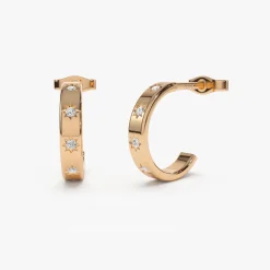 14k Starsetting Minimal Diamond Hoops