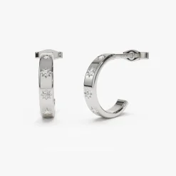 14k Starsetting Minimal Diamond Hoops