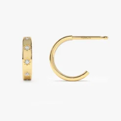 14k Starsetting Minimal Diamond Hoops