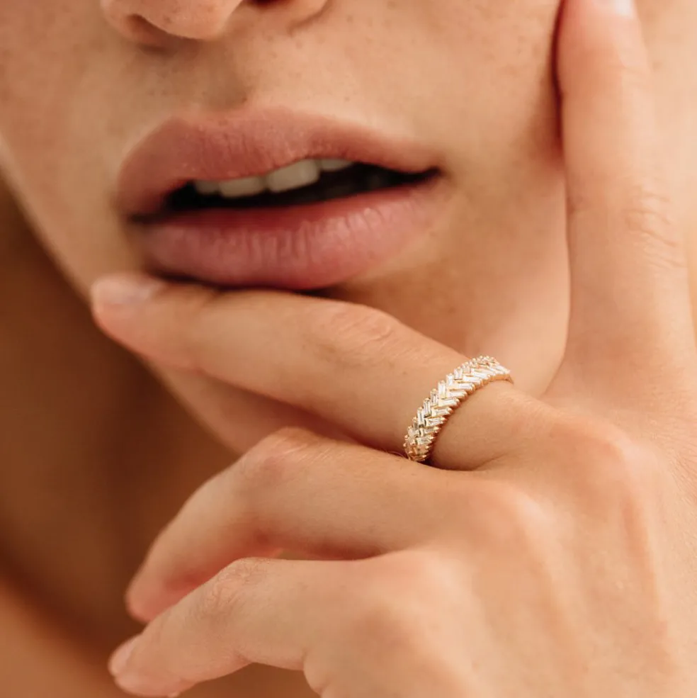 14k Step Baguette Diamond Ring