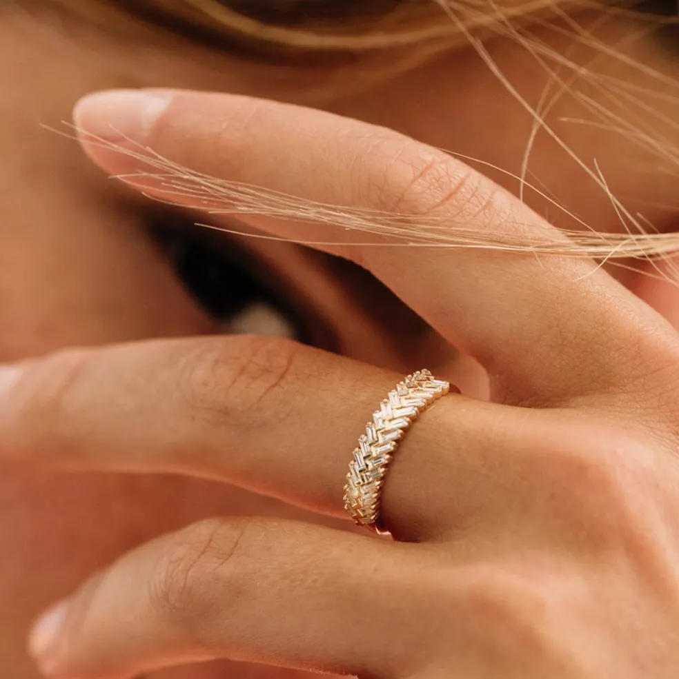 14k Step Baguette Diamond Ring