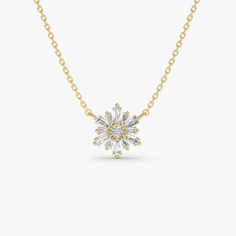 14k Tapered Baguette Diamond Necklace