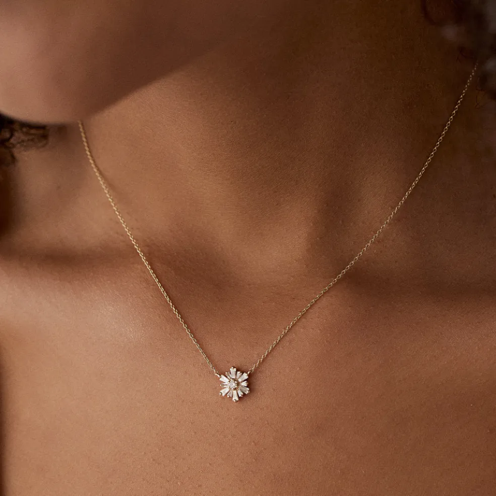 14k Tapered Baguette Diamond Necklace
