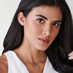 14k Tapered Baguette Diamond & Emerald Necklace