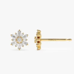14k Tapered Baguette Unique Diamond Earrings
