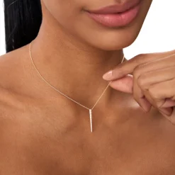 14K Tapered Diamond Bar Necklace