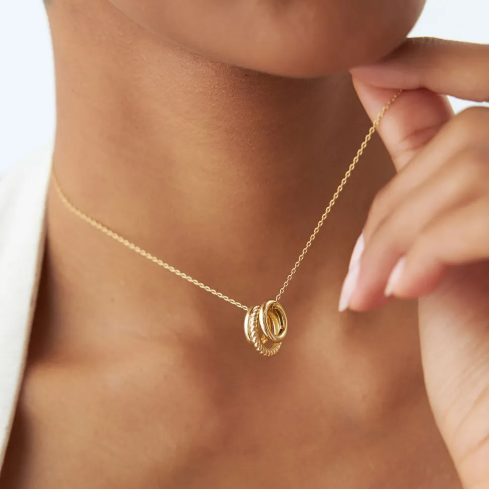 14k Three Ring Eternity Circle Necklace
