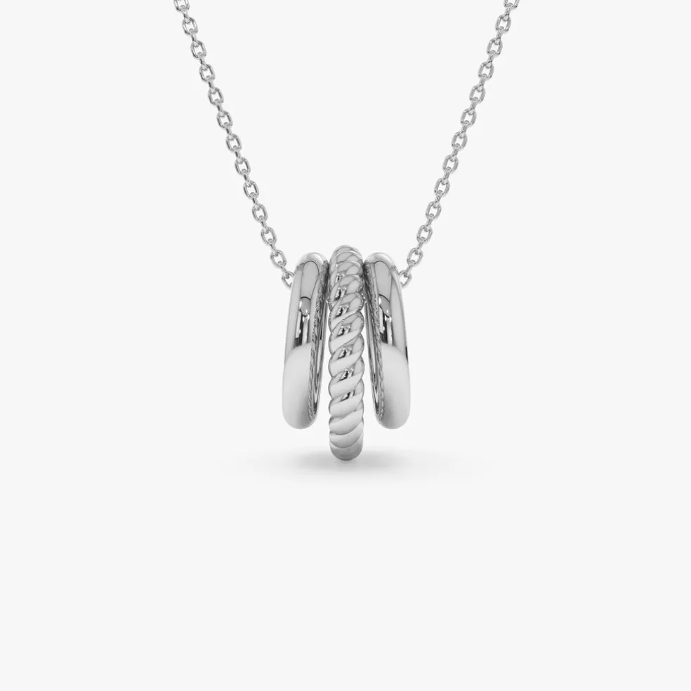 14k Three Ring Eternity Circle Necklace