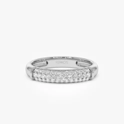 14K Three Row Diamond Pave Band