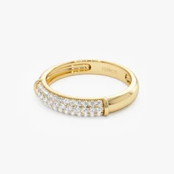 14K Three Row Diamond Pave Band