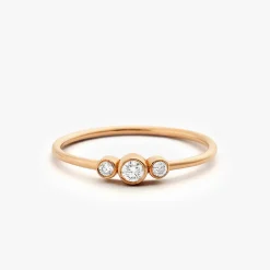14K Three Stone Diamond Ring