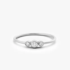 14K Three Stone Diamond Ring