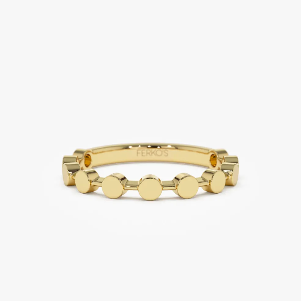 14K Tiny Round Stackable Ring For Women