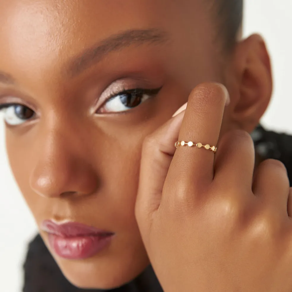 14K Tiny Round Stackable Ring For Women