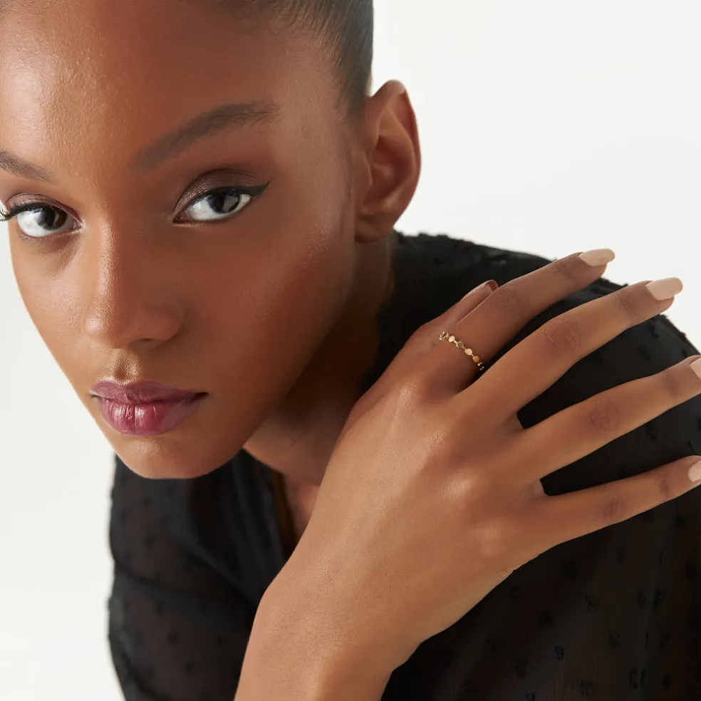 14K Tiny Round Stackable Ring For Women
