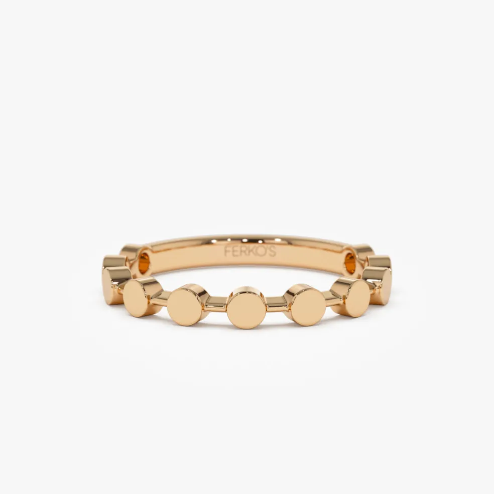 14K Tiny Round Stackable Ring For Women