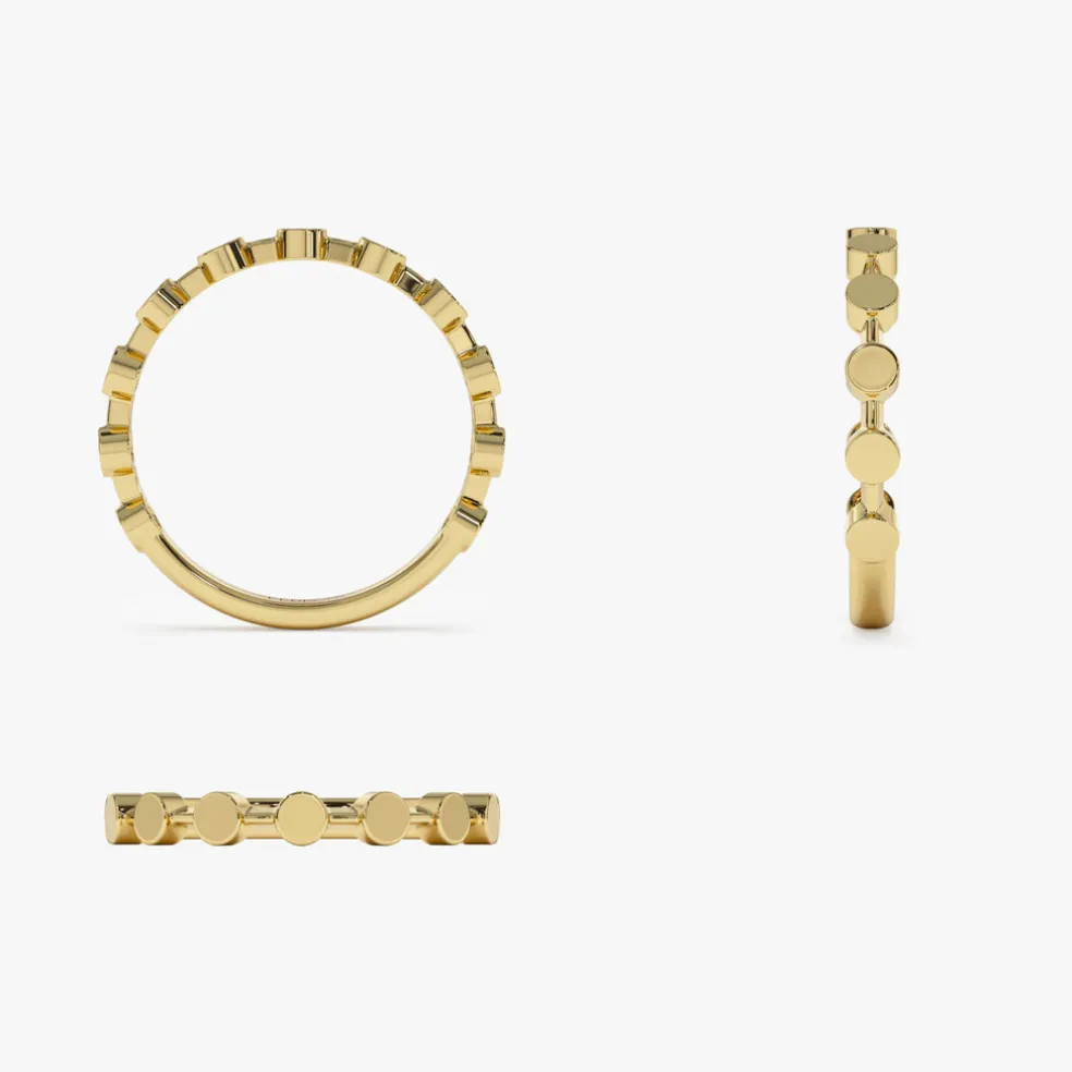 14K Tiny Round Stackable Ring For Women