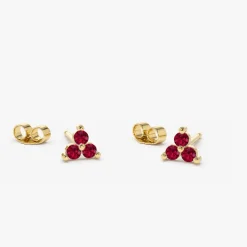 14K Tiny Trio Ruby Earrings