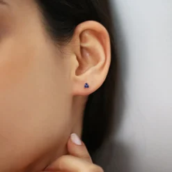 14K Tiny Trio Sapphire Earrings