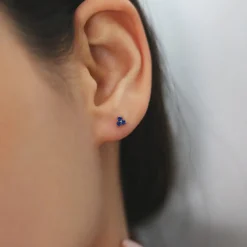 14K Tiny Trio Sapphire Earrings